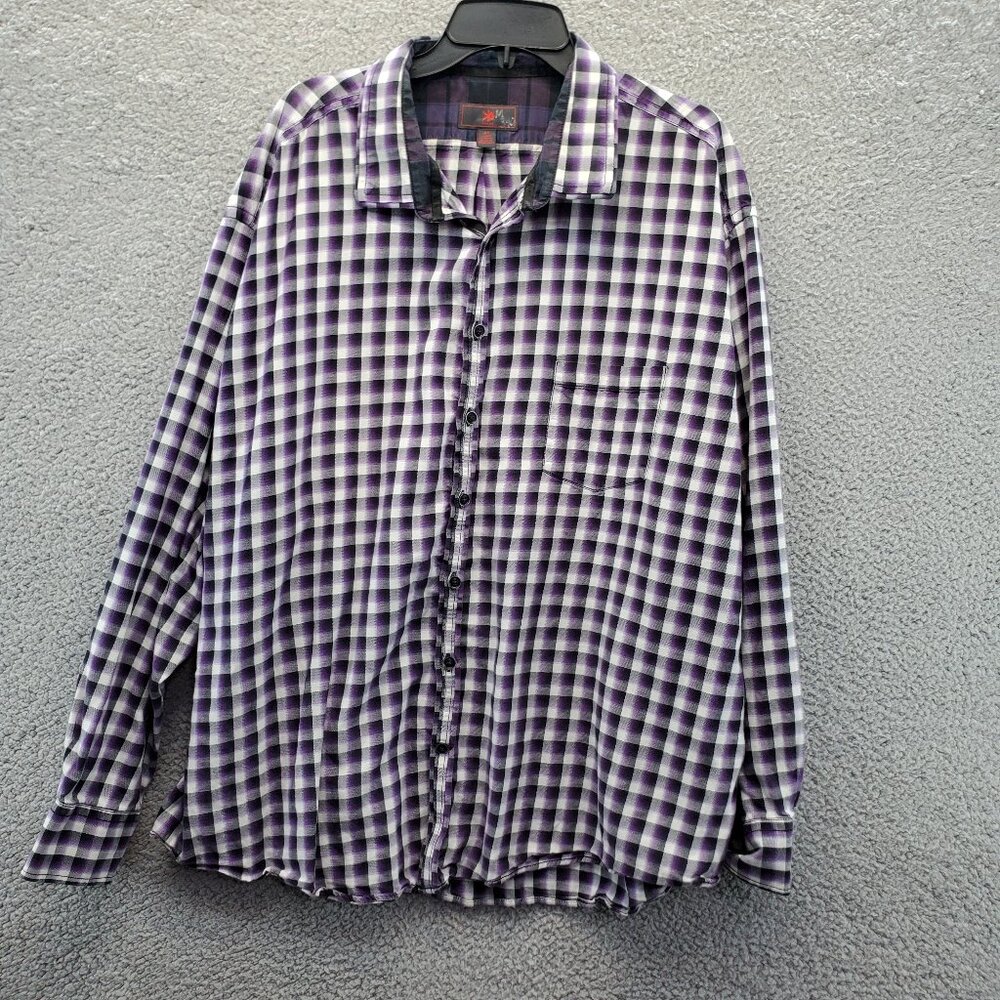 Egara Men's Plaid Purple Long Sleeve 4X